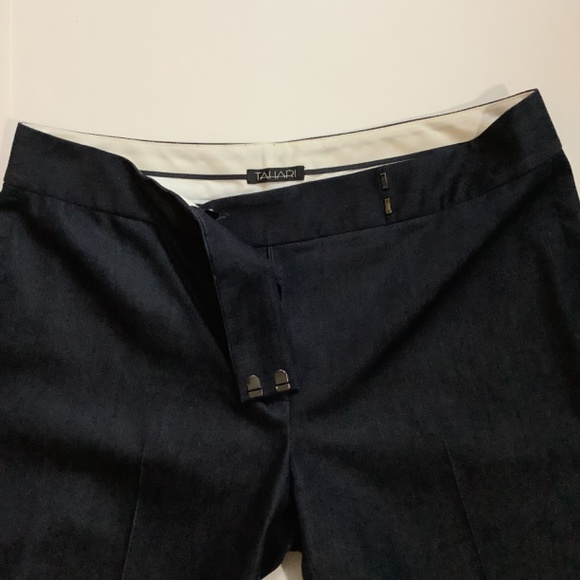 TAHARI Flared Dark Blue Denim Trousers - Picture 2 of 6
